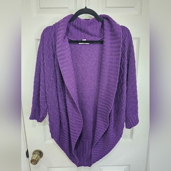 Ambiance Apparel Purple Women's Cardigan Sweater Large - Picture 3 of 5